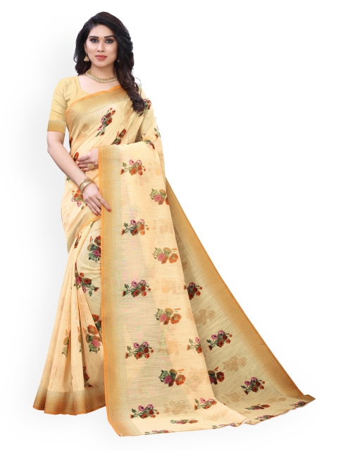 

KALINI Cream-Coloured Printed Polycotton Saree