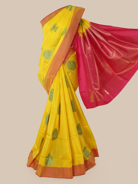 

Pothys Yellow Pure Silk Woven Design Kanjeevaram Saree