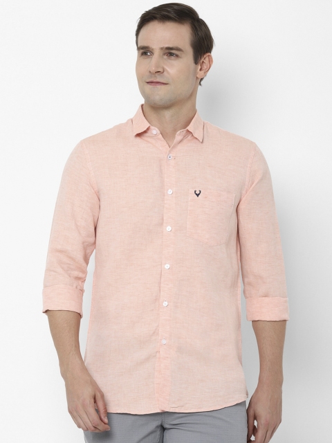 

Allen Solly Men Peach-Coloured Pure Cotton Slim Fit Solid Casual Shirt