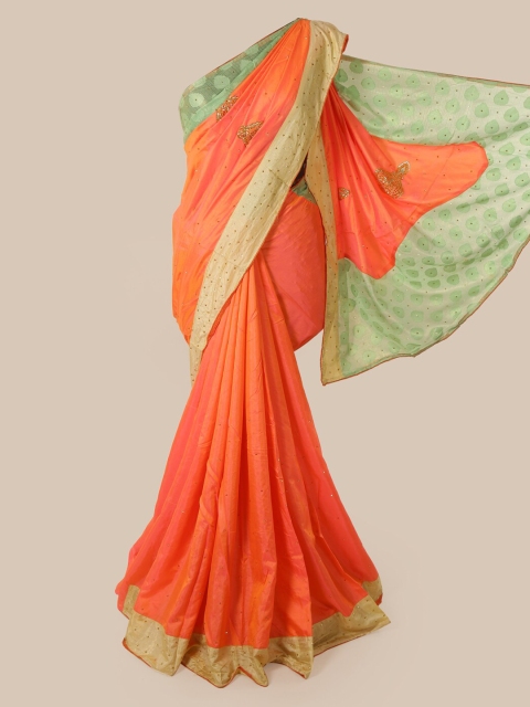

Pothys Orange & Green Art Silk Embellished Saree