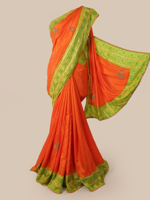 

Pothys Orange & Green Art Silk Embellished Saree