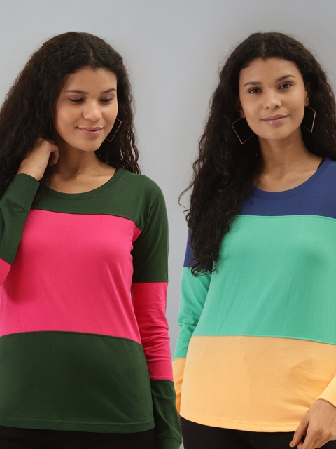 

The Dry State Women Pack of 2 Colourblocked T-Shirts, Pink