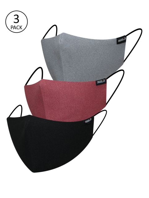 

inocenCia Pack of 3 Twin layered Solid Reusable Outdoor Face Mas, Grey