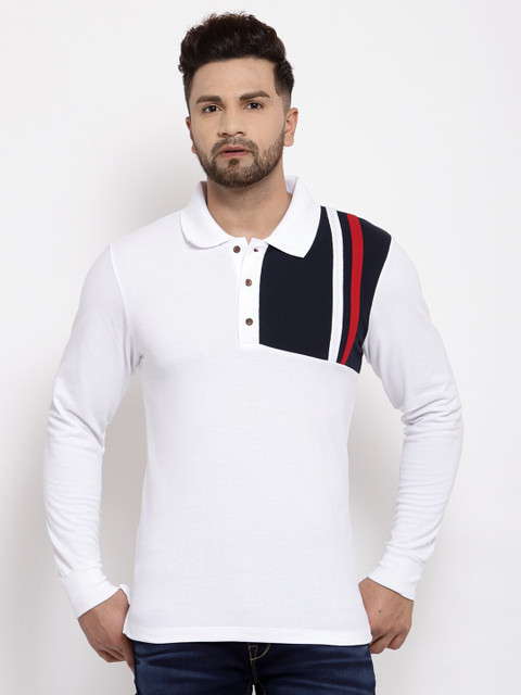 

Kalt Men White Polo Collar T-shirt