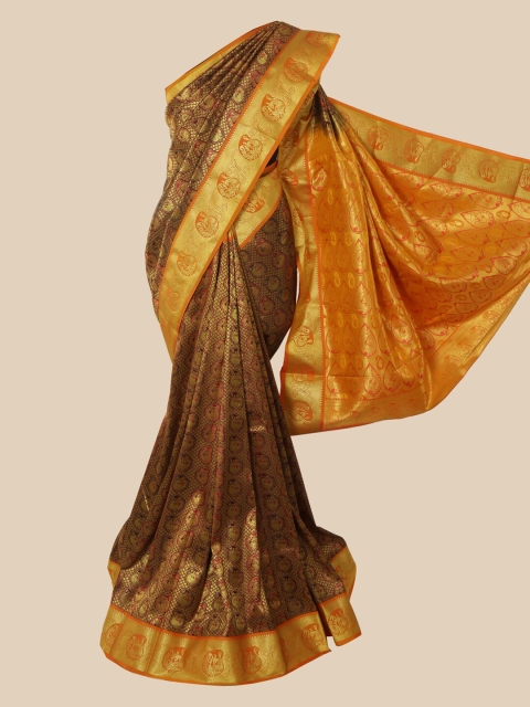 

Pothys Brown & Yellow Pure Silk Woven Design Saree