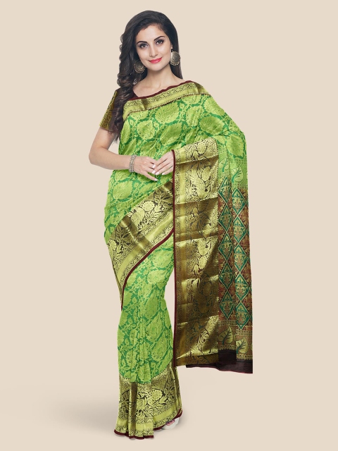 

KLM Fashion Mall Green Silk Blend Woven Design Kanjeevaram Saree