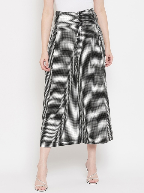 

TULIP 21 Women Black & White Checked Flared Culottes