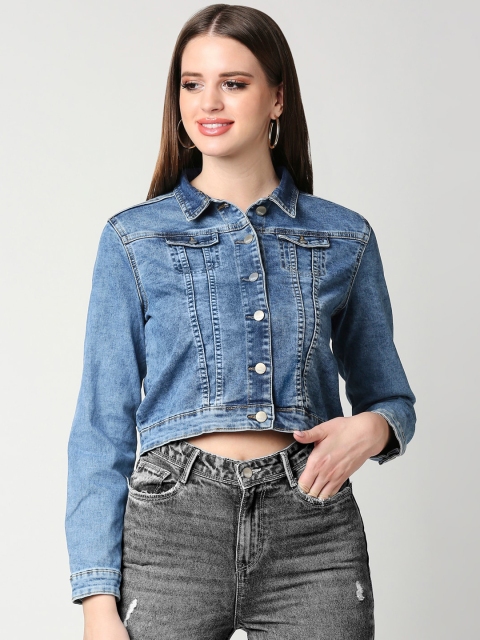 

Kraus Jeans Women Blue Crop Denim Jacket