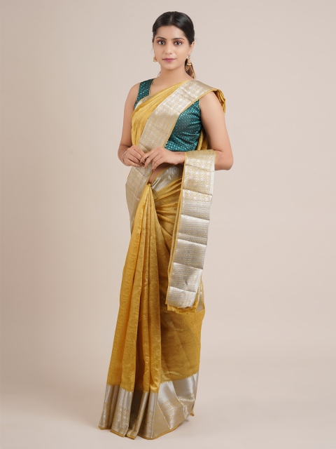 

Pothys Mustard Yellow Woven Design Jute Silk Saree