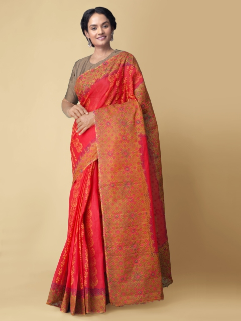

Unnati Silks Red Pure Cotton Printed Kota Saree