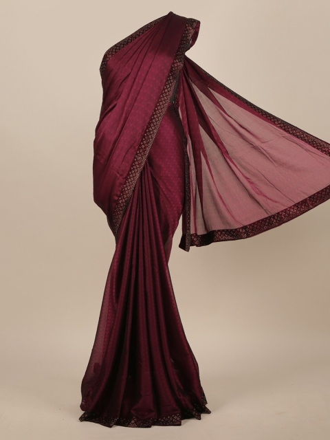 

Pothys Burgundy Woven Design Poly Chiffon Saree