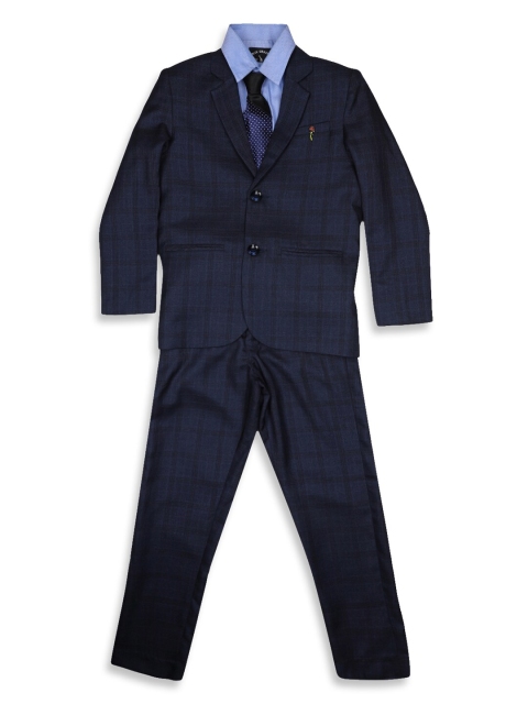 

Blue Giraffe Boys Navy Blue Checked Shirt with Blazers Trousers and Tie