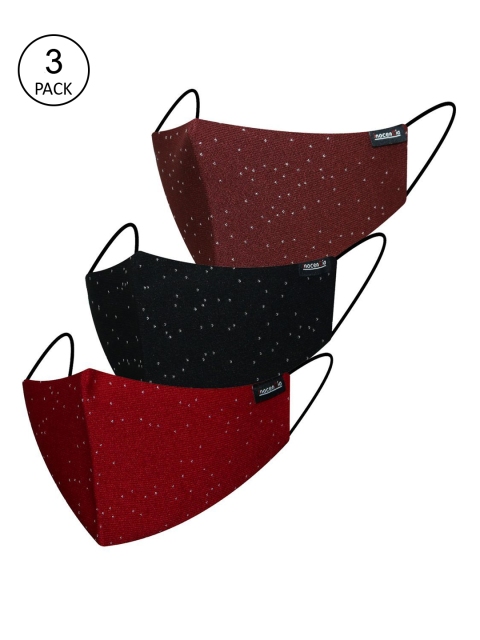 

inocenCia Women Pack of 3 Printed 2-Ply Anti-Dust Reusable Outdoor Cloth Masks, Red
