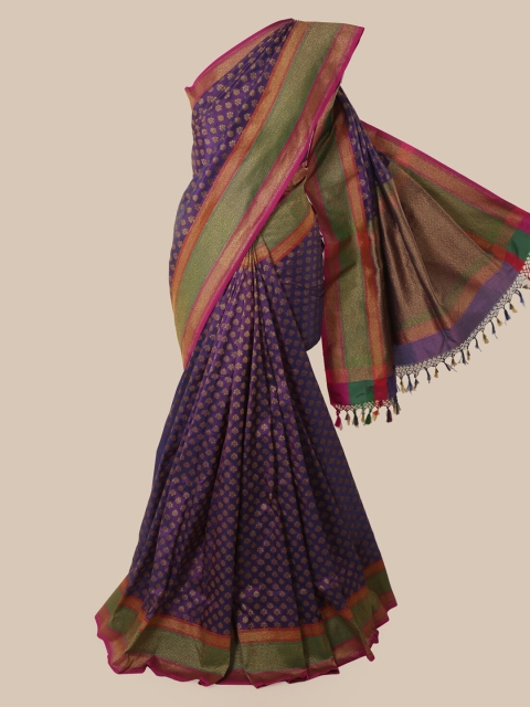 

Pothys Purple & Gold-Toned Pure Silk Woven Design Banarasi Saree
