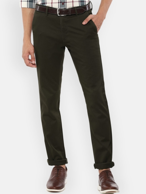 

Van Heusen Sport Men Olive Green Slim Fit Solid Semi Formal Trousers