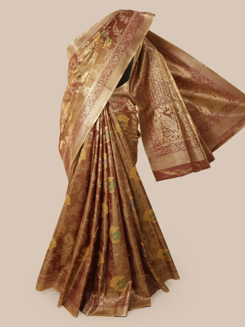 

Pothys Brown Pure Silk Printed Banarasi Saree