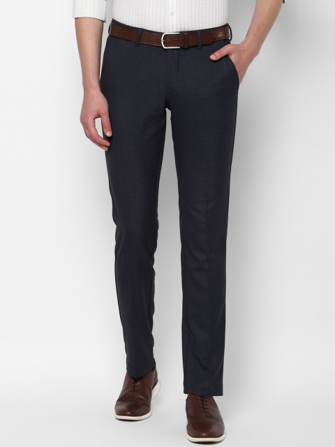 

Allen Solly Men Navy Blue Slim Fit Self Design Formal Trousers