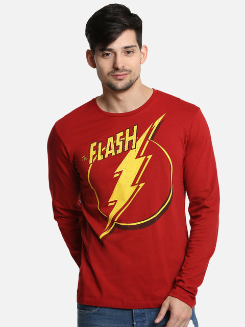 

Free Authority Men Red & Yellow Flash Printed T-shirt