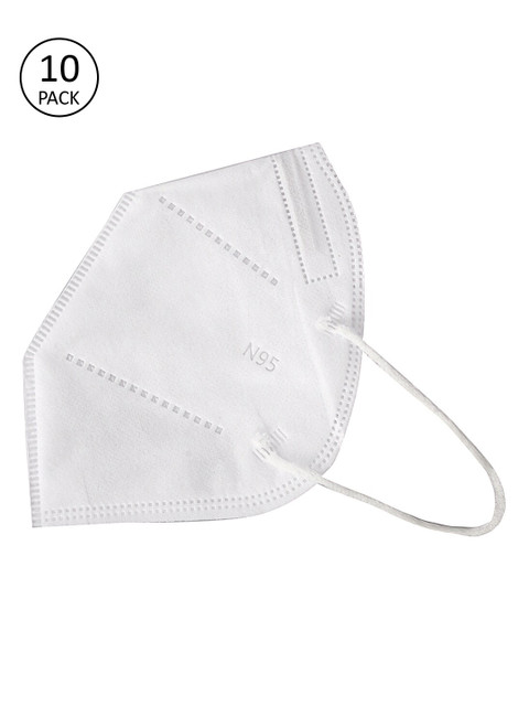 

ZAPATOZ Pack Of 10 White Solid 5-Ply Protective Outdoor Reusable N95 Masks