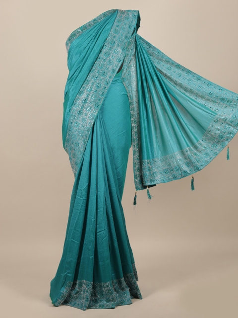 

Pothys Blue Solid Jute Silk Saree
