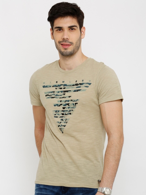 

Rex Straut Jeans Men Khaki Printed Slim Fit T-shirt