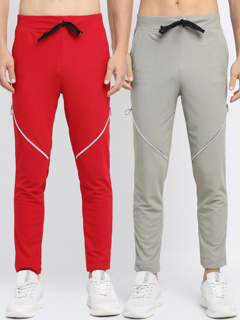 

NEUDIS Men Pack Of 2 Solid Slim Fit Track Pants, Red