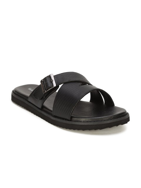 

Van Heusen Men Black Leather Comfort Sandals