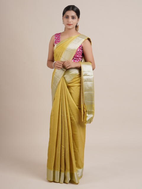 

Pothys Yellow & Golden Jute Silk Woven Design Saree