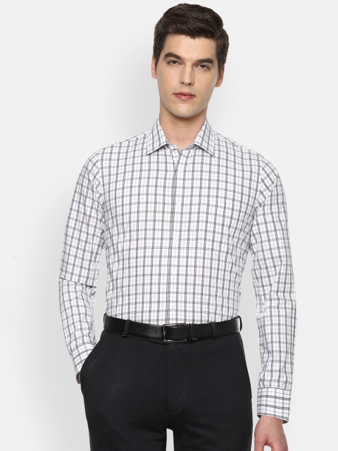 

Van Heusen Men White & Black Slim Fit Checked Cotton Formal Shirt