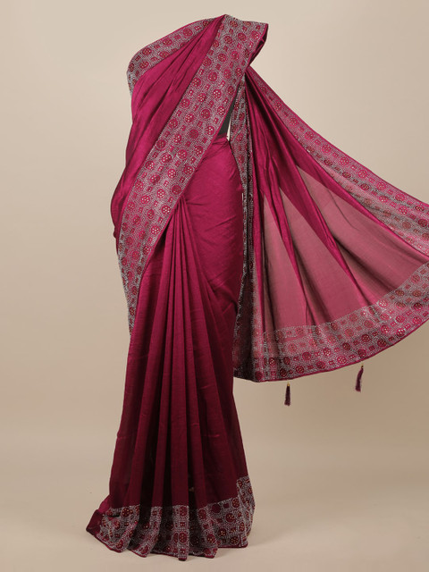 

Pothys Purple Embellished Jute Silk Saree