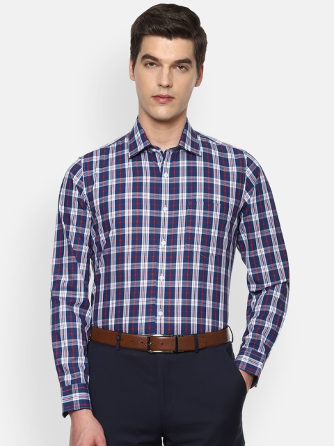

Van Heusen Men Navy Blue & White Slim Fit Checked Cotton Formal Shirt