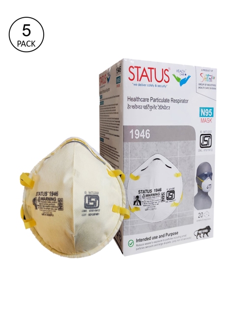

Status Unisex Pack Of 5 Yellow Solid 5-Ply Anti-Pollution Reusable N95 Masks
