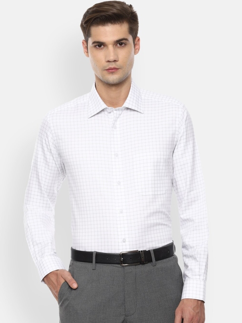 

Louis Philippe Permapress Men White & Grey Regular Fit Checked Formal Shirt