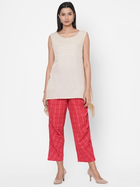 

ZOLA Women Beige & Pink Solid Top with Trousers