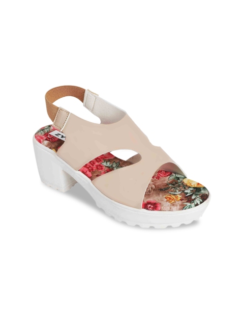 

Zyla Women Off-White Solid Patent Finish Platform Heels