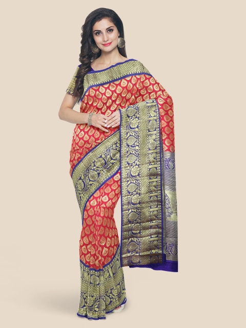 

KLM Fashion Mall Pink Woven Design Kanjeevaram Saree