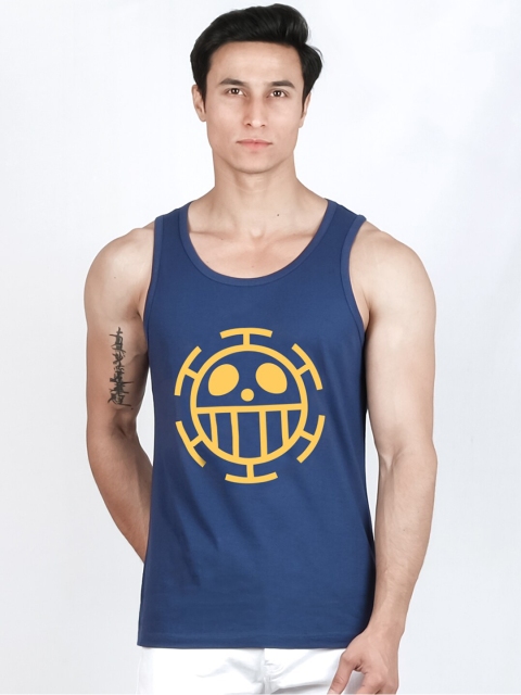 

ComicSense.xyz Men Royal-Blue & Yellow Printed Pure Cotton Vest