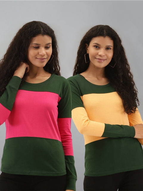 

The Dry State Women Pack of 2 Colourblocked T-Shirts, Pink