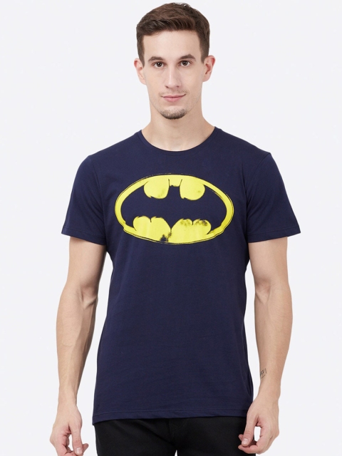 

Free Authority Men Navy Blue & Yellow Batman Printed Round Neck T-shirt