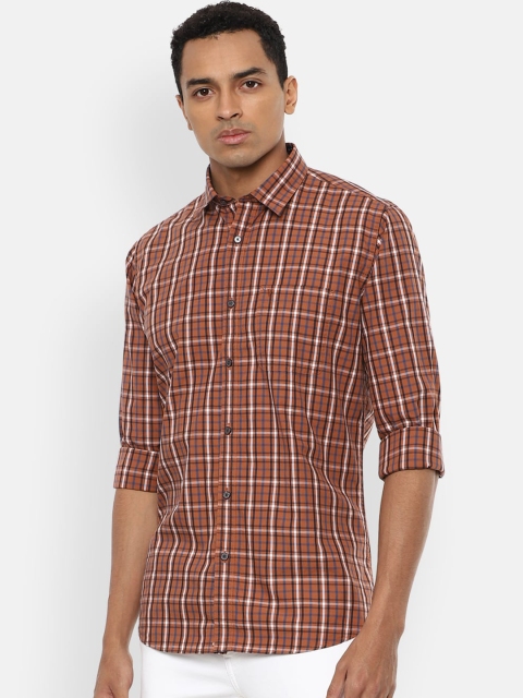 

Van Heusen Sport Men Brown & Blue Slim Fit Checked Casual Shirt