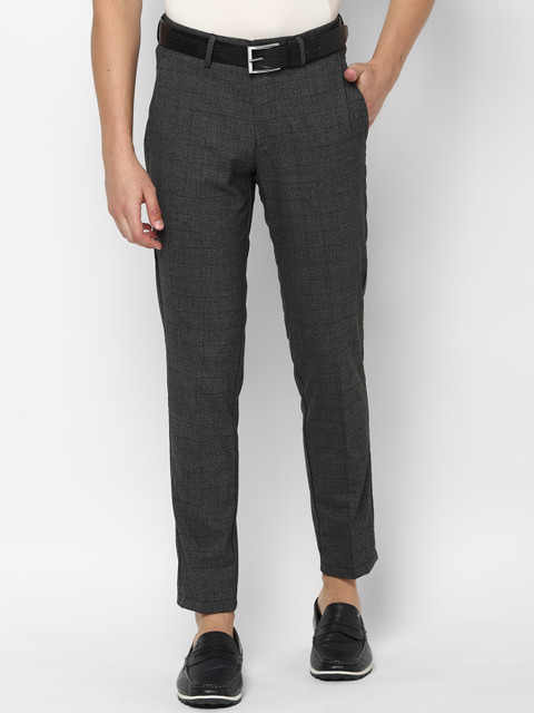 

Allen Solly Men Charcoal Grey Slim Fit Checked Smart Casual Regular Trousers