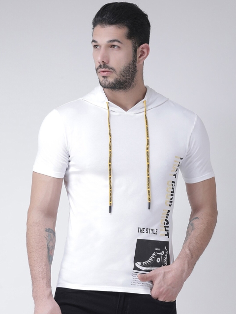 

Rex Straut Jeans Men White Typography Printed T-shirt Slim Fit Tshirts