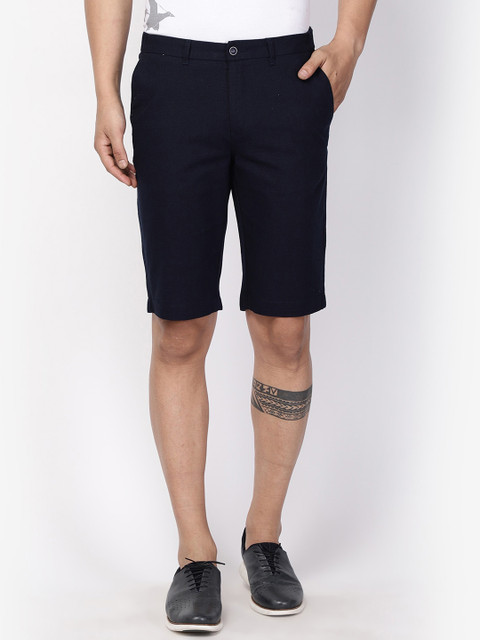 

Blackberrys Men Navy Blue Solid Slim Fit Regular Shorts