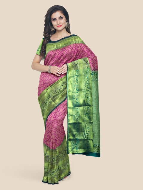 

Kalamandir Pink Printed Kanjeevaram Saree