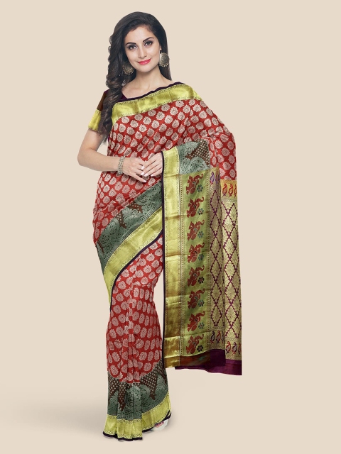 

KLM Fashion Mall Brown Woven Design Kanjeevaram Saree