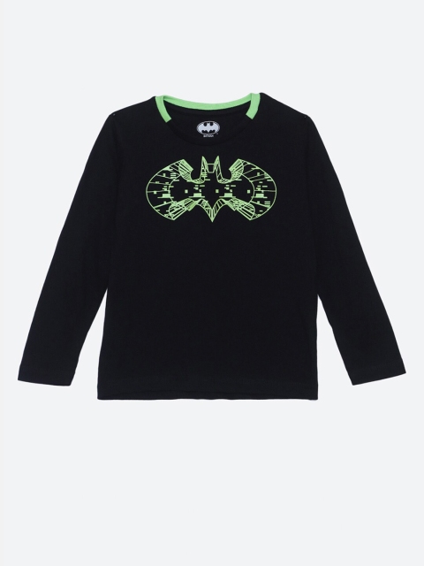 

Kids Ville Boys Black & Fluorescent Green Batman Print Round Neck Cotton T-shirt