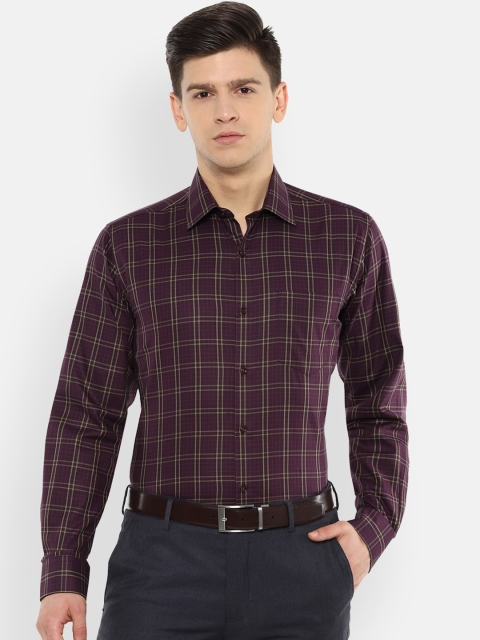 

Van Heusen Men Purple & Green Regular Fit Checked Cotton Formal Shirt