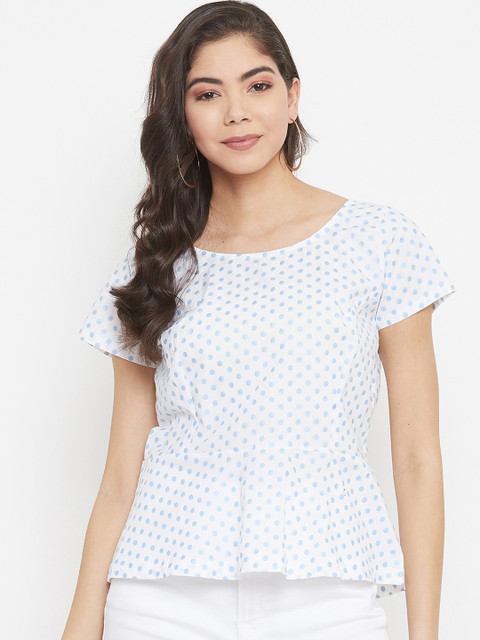 

SECRETS BY ZEROKAATA White Cotton Peplum Top