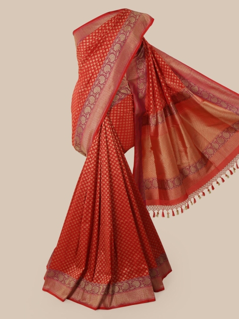 

Pothys Red Checked Banarasi Saree