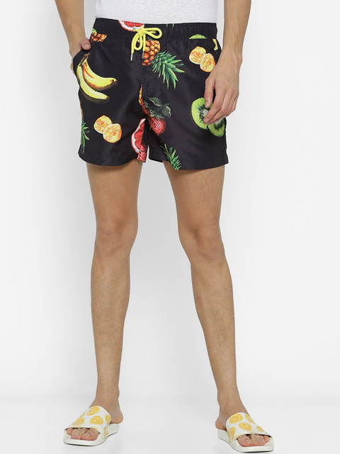 

FOREVER 21 Men Black & Yellow Printed Swim Bottoms
